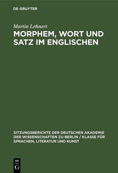 Produktbild: Morphem, Wort und Satz im Englischen