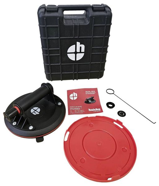 Produktbild: Heicko P612 1-Kopf-Saugheber mit eingebauter Vakuumpumpe und Vakuumanzeige inkl. Aufbewahrungskoffer, &Oslash; 200 mm Tragkraft (max.) 140 kg