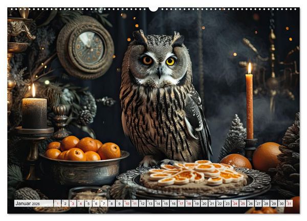 Produktbild: Stillleben mit Eule (Wandkalender 2026 DIN A2 quer), CALVENDO Monatskalender