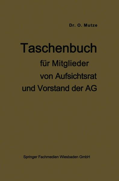 Produktbild: Taschenbuch f&uuml;r Mitglieder von Aufsichtsrat und Vorstand der AG