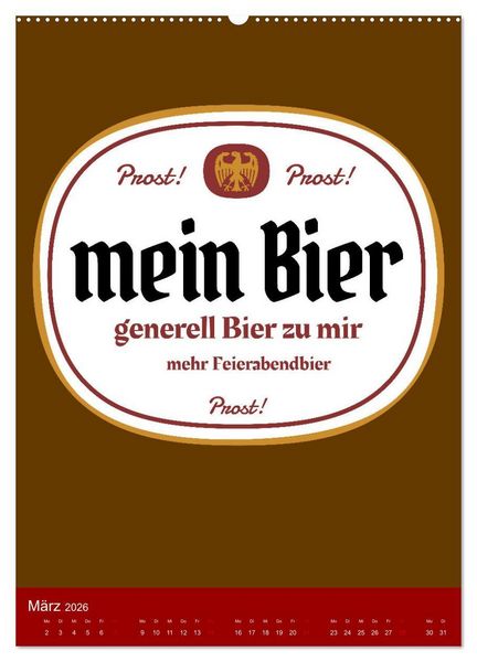 Produktbild: BIER Wandkalender -Trinken mit Stil (hochwertiger Premium Wandkalender 2026 DIN A2 hoch), Kunstdruck in Hochglanz