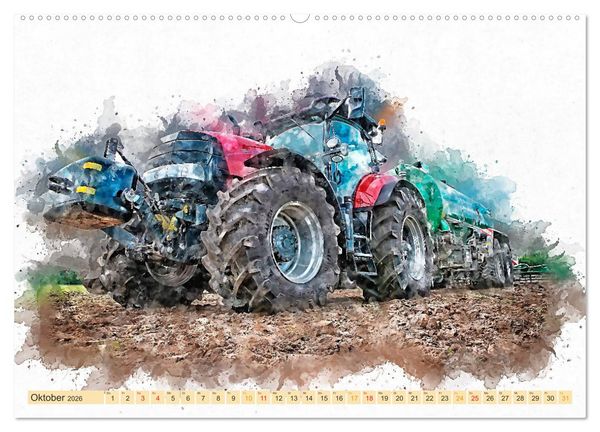 Produktbild: Traktoren - malerische Kraftpakete in der Landwirtschaft (Wandkalender 2026 DIN A2 quer), CALVENDO Monatskalender
