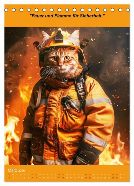 Produktbild: Der tierisch lustige Feuerwehrkalender (Tischkalender 2026 DIN A5 hoch), CALVENDO Monatskalender