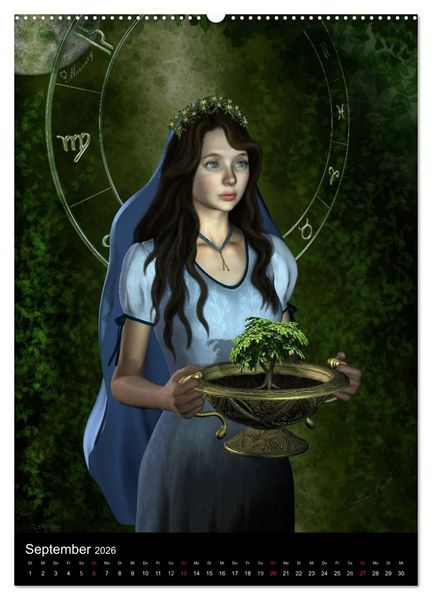 Produktbild: Unter Sternen geboren - Fantasy Tierkreis im Zeichen der Frau (hochwertiger Premium Wandkalender 2026 DIN A2 hoch), Kunstdruck in Hochglanz