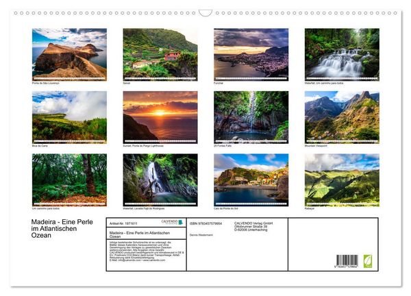 Produktbild: Madeira - Eine Perle im Atlantischen Ozean (Wandkalender 2026 DIN A2 quer), CALVENDO Monatskalender