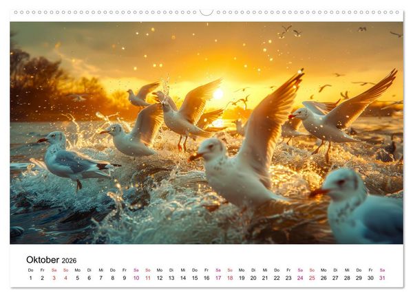 Produktbild: Maritim pur - M&ouml;wen (hochwertiger Premium Wandkalender 2026 DIN A2 quer), Kunstdruck in Hochglanz