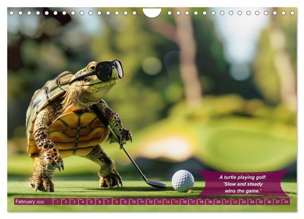 Produktbild: Funny charming animals as golf players (Wall Calendar 2026 DIN A4 landscape), CALVENDO 12 Month Wall Calendar