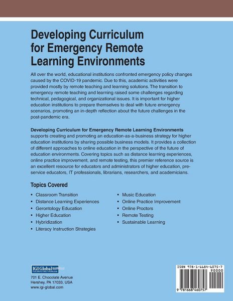 Produktbild: Developing Curriculum for Emergency Remote Learning Environments