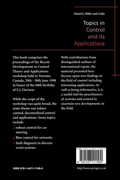 Produktbild: Topics in Control and its Applications