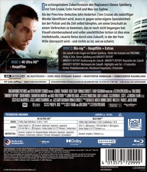 Produktbild: Minority Report (4K Ultra HD+BR)
