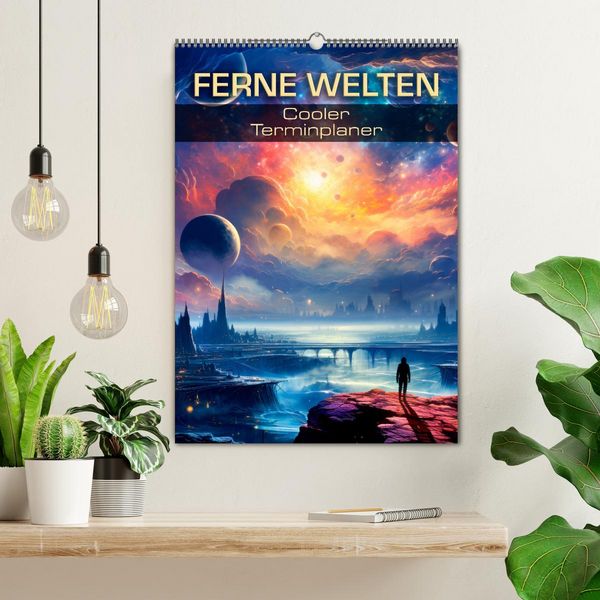 Produktbild: FERNE WELTEN Cooler Terminplaner (Wandkalender 2026 DIN A2 hoch), CALVENDO Monatskalender