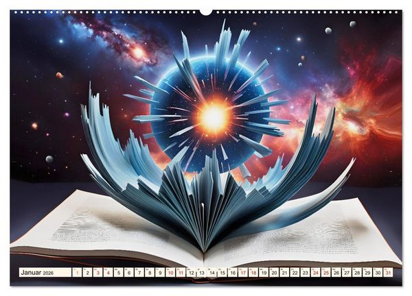 Produktbild: Fantasy-B&uuml;cher Sch&ouml;nheit des Universums (hochwertiger Premium Wandkalender 2026 DIN A2 quer), Kunstdruck in Hochglanz