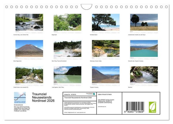 Produktbild: Traumziel Neuseelands Nordinsel 2026 (Wandkalender 2026 DIN A4 quer), CALVENDO Monatskalender