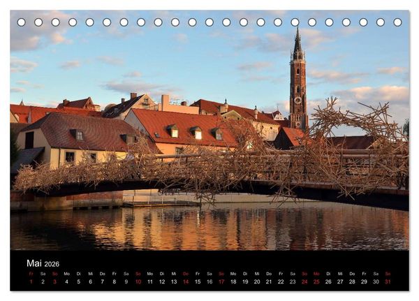 Produktbild: Landshut bei Tag und Nacht (Tischkalender 2026 DIN A5 quer), CALVENDO Monatskalender