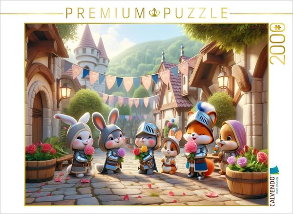 CALVENDO Puzzle Das Frühlingsfest der kleinen Ritter: Farbenfrohe Freuden | 2000 Teile Lege-Größe 90x67cm Foto-Puzzle für glückliche Stunden