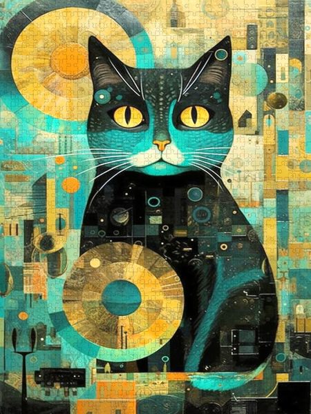 Produktbild: CALVENDO Puzzle Schwarzer Kater | 2000 Teile Lege-Gr&ouml;&szlig;e 90x67cm Foto-Puzzle f&uuml;r gl&uuml;ckliche Stunden
