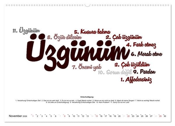Produktbild: Smalltalk Sprachkalender T&uuml;rkisch-Deutsch (hochwertiger Premium Wandkalender 2026 DIN A2 quer), Kunstdruck in Hochglanz