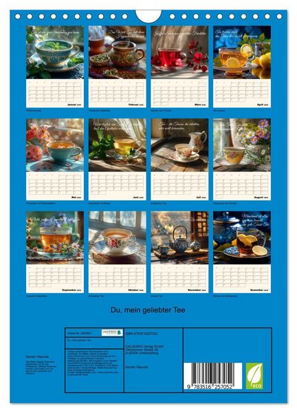 Produktbild: Du, mein geliebter Tee (Wandkalender 2026 DIN A4 hoch), CALVENDO Monatskalender