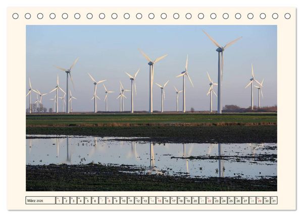 Produktbild: Windkraft in der Landschaft Ostfrieslands (Tischkalender 2026 DIN A5 quer), CALVENDO Monatskalender
