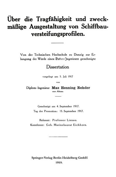 Produktbild: &Uuml;ber die Tragf&auml;higkeit und zweckm&auml;&szlig;ige Ausgestaltung von Schiffbauversteifungsprofilen