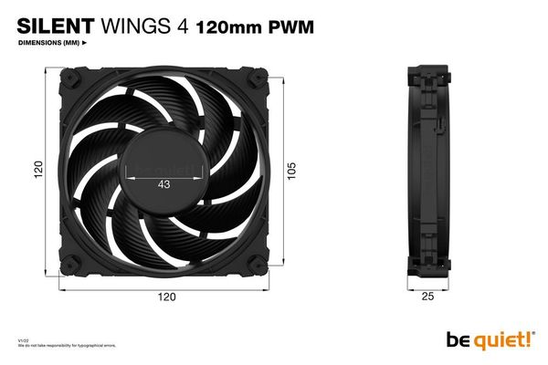 Produktbild: BeQuiet SILENT WINGS 4 PC-Geh&auml;use-L&uuml;fter Schwarz (B x H x T) 120 x 25 x 120 mm