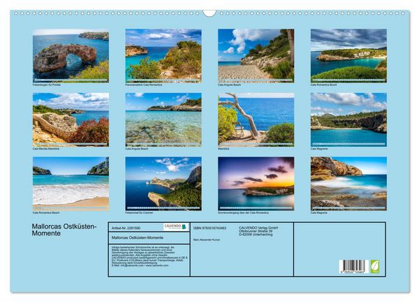 Produktbild: Mallorcas Ostk&uuml;sten-Momente (Wandkalender 2026 DIN A2 quer), CALVENDO Monatskalender