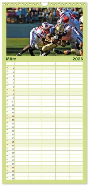 Produktbild: Familienplaner 2026 - American Football - athletisch und riskant mit 5 Spalten (Wandkalender, 21 x 45 cm) CALVENDO