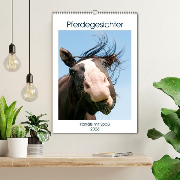 Produktbild: Pferdegesichter - Portr&auml;ts mit Spa&szlig; (Wandkalender 2026 DIN A2 hoch), CALVENDO Monatskalender