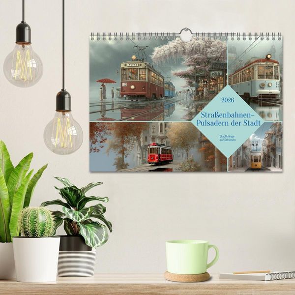 Produktbild: Stra&szlig;enbahnen - Pulsadern der Stadt (Wandkalender 2026 DIN A4 quer), CALVENDO Monatskalender