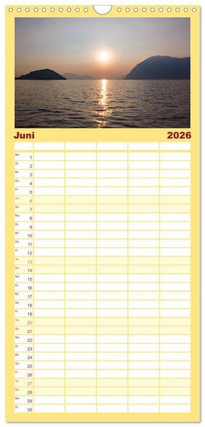 Produktbild: Familienplaner 2026 - Romantischer Lago d'Iseo mit 5 Spalten (Wandkalender, 21 x 45 cm) CALVENDO