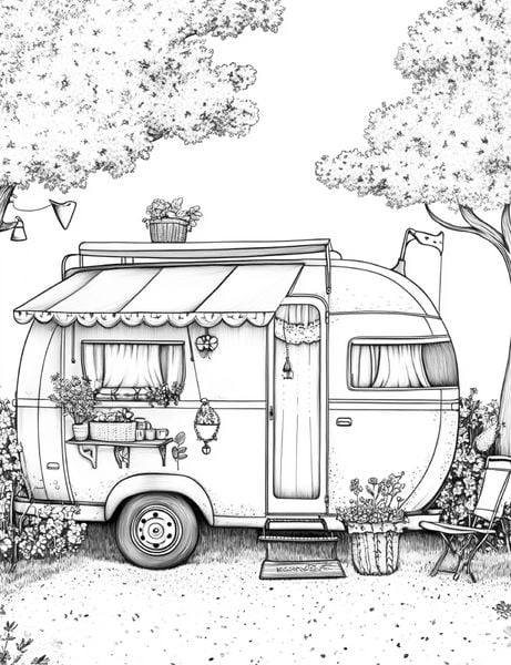 Produktbild: Campingtr&auml;ume - Ein Malbuch f&uuml;r achtsame Urlaubsmomente in der Natur
