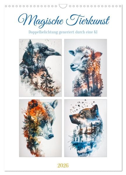 Magische Tierkunst (Wandkalender 2026 DIN A3 hoch), CALVENDO Monatskalender