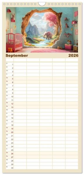 Produktbild: Familienplaner 2026 - Traumhafte Illusionen - Imagin&auml;r und surreal mit 5 Spalten (Wandkalender, 21 x 45 cm) CALVENDO