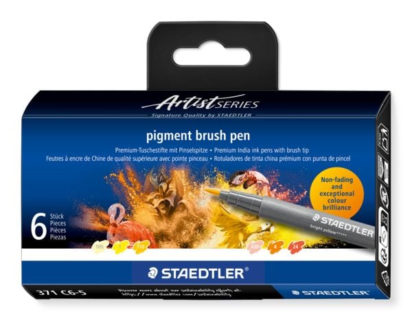 Produktbild: STAEDTLER pigment brush pen Yellows&Orange, Pinselspitze, 6er Set