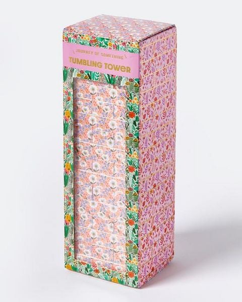 Produktbild: Floral Tumbling Tower Game - Stylish Wooden Stacking Game for Family & Party Fun