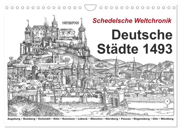 Schedelsche Weltchronik Deutsche Städte 1493 (Wandkalender 2026 DIN A4 quer), CALVENDO Monatskalender