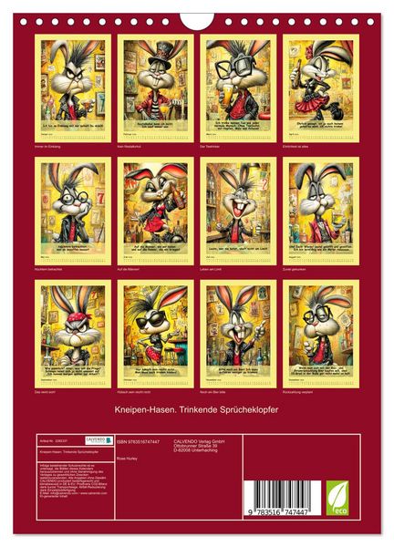 Produktbild: Kneipen-Hasen. Trinkende Spr&uuml;cheklopfer (Wandkalender 2026 DIN A4 hoch), CALVENDO Monatskalender