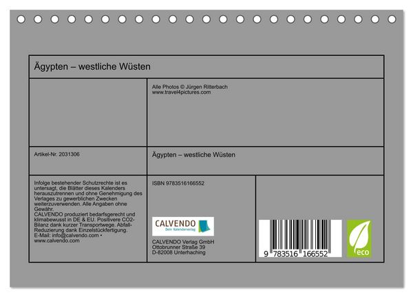 Produktbild: &Auml;gypten &ndash; westliche W&uuml;sten (Tischkalender 2026 DIN A5 quer), CALVENDO Monatskalender