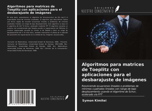Produktbild: Algoritmos para matrices de Toeplitz con aplicaciones para el desbarajuste de im&aacute;genes