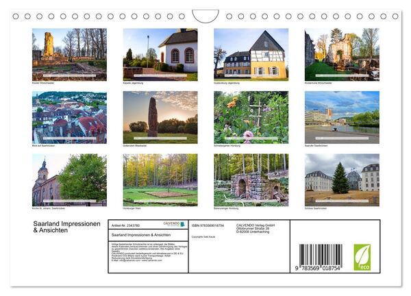 Produktbild: Saarland Impressionen & Ansichten (Wandkalender 2027 DIN A4 quer), CALVENDO Monatskalender