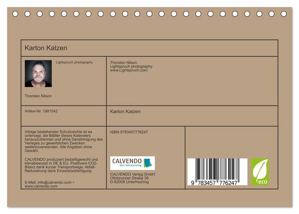 Produktbild: Karton Katzen (Tischkalender 2026 DIN A5 quer), CALVENDO Monatskalender