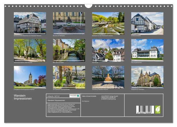 Produktbild: Warstein Impressionen (Wandkalender 2026 DIN A3 quer), CALVENDO Monatskalender