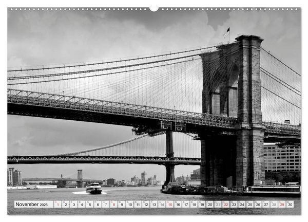 Produktbild: BROOKLYN BRIDGE Das Wahrzeichen von New York City (hochwertiger Premium Wandkalender 2026 DIN A2 quer), Kunstdruck in Hochglanz