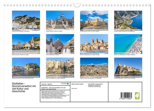 Produktbild: S&uuml;ditalien - Sonnenverw&ouml;hnt mit viel Kultur und Geschichte (Wandkalender 2026 DIN A3 quer), CALVENDO Monatskalender