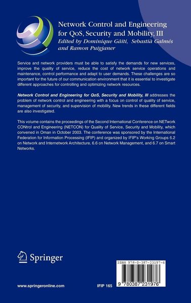 Produktbild: Network Control and Engineering for QOS, Security and Mobility, III