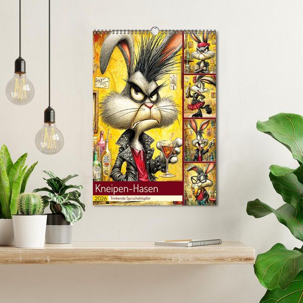 Produktbild: Kneipen-Hasen. Trinkende Spr&uuml;cheklopfer (Wandkalender 2026 DIN A3 hoch), CALVENDO Monatskalender
