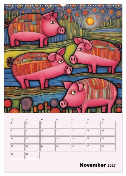 Produktbild: Farbenfrohe Tiermalerei (hochwertiger Premium Wandkalender 2027 DIN A2 hoch), Kunstdruck in Hochglanz