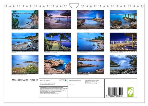 Produktbild: MALLORCA BEI NACHT (Wandkalender 2026 DIN A4 quer), CALVENDO Monatskalender