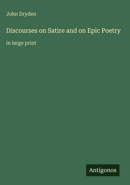 Produktbild: Discourses on Satire and on Epic Poetry