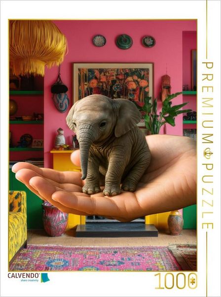 Produktbild: CALVENDO Puzzle Elefant auf der Hand | 1000 Teile Lege-Gr&ouml;&szlig;e 64x48cm Foto-Puzzle f&uuml;r gl&uuml;ckliche Stunden